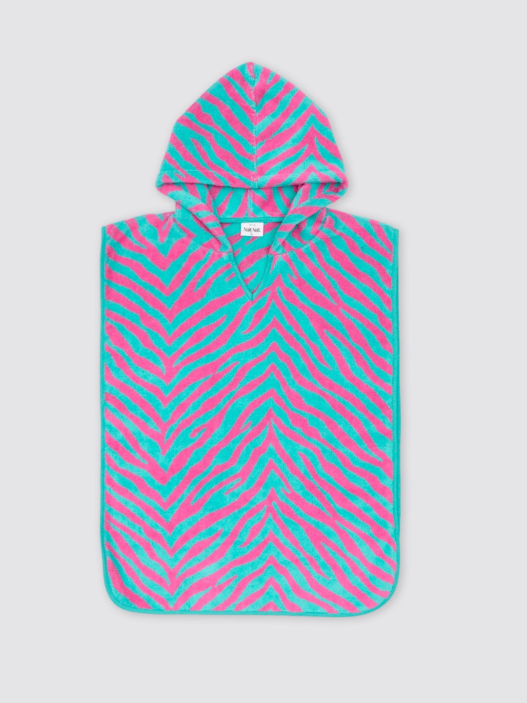 Poncho Playa Animal Print Cebra Turquesa