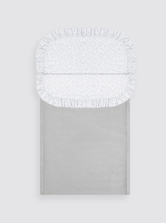 Sac de couchage d'hiver gris en maille avec drap-housse à motifs floraux et ouate amovible - Berceau