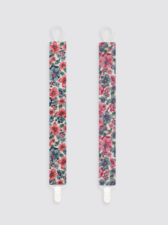 Attache-tétine Collection florale en lin rustique