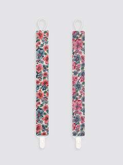 Attache-tétine Collection florale en lin rustique