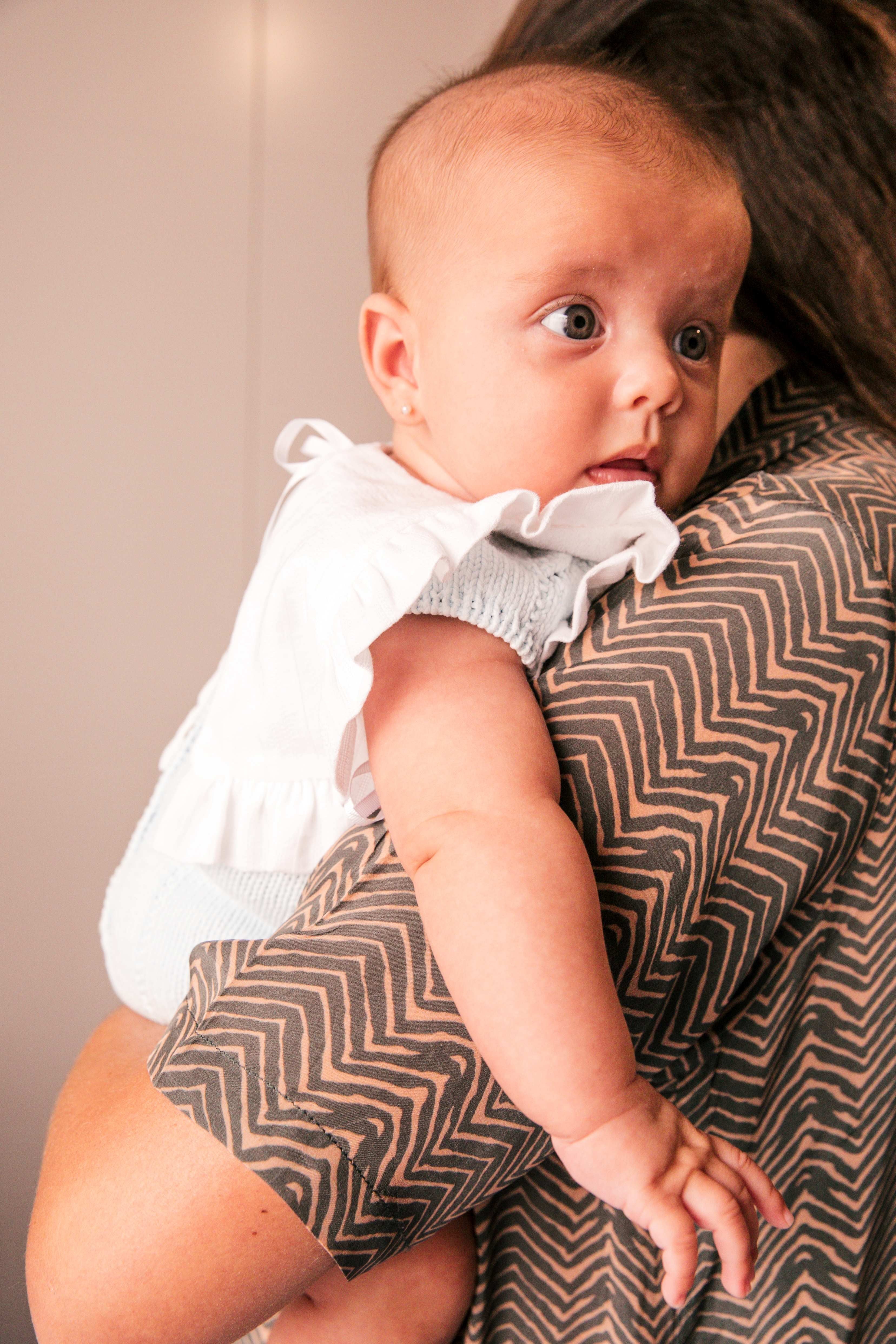 Waterproof terry cloth bib with stripes