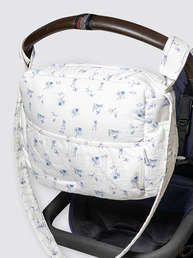 Grand sac trolley oiseaux en toile de Jouy