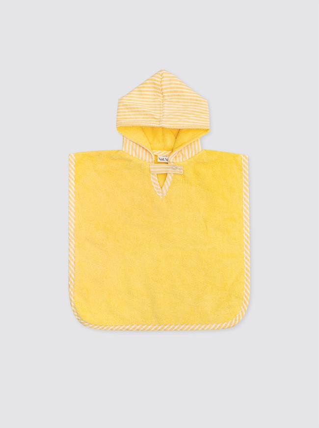 Poncho de plage à rayures jaunes