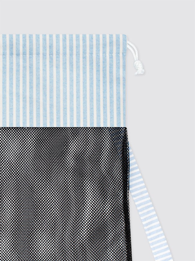 Light Blue Striped Mesh Backpack