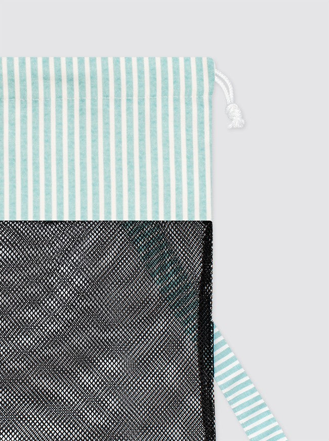 Candela Striped Mesh Backpack, Aqua Green