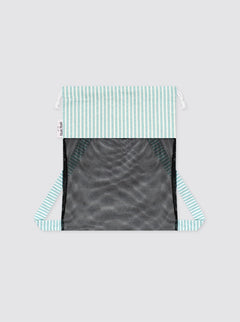 Candela Striped Mesh Backpack, Aqua Green