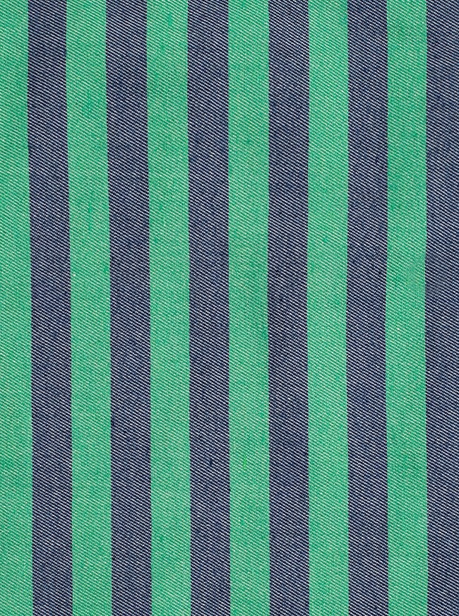 Small Denim and Green Striped Satchel