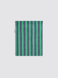 Small Denim and Green Striped Satchel
