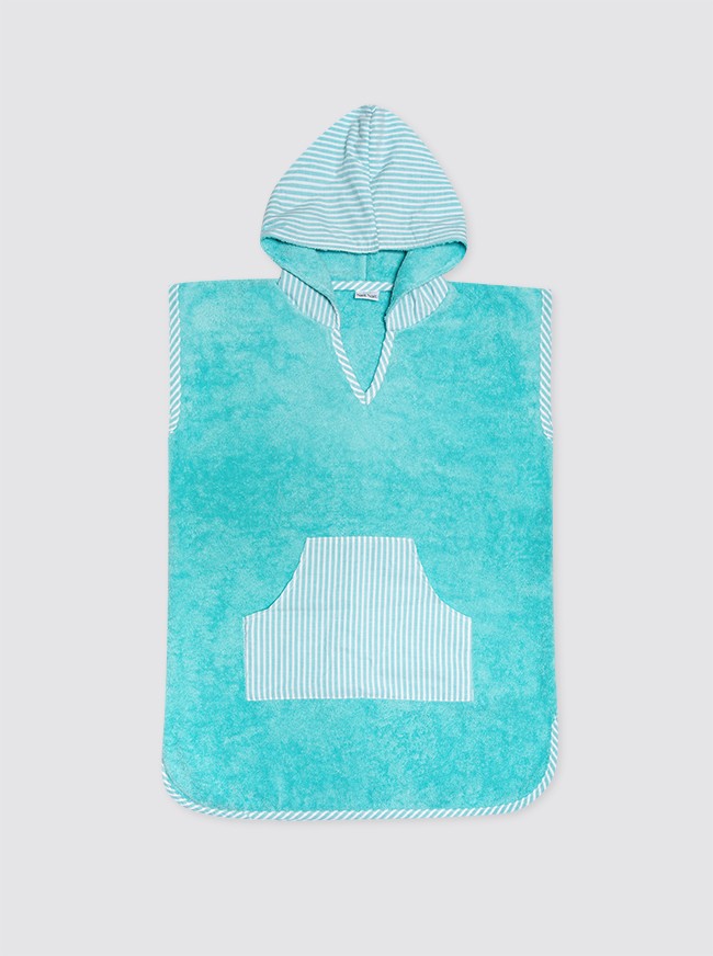 Poncho Playa Bolsillo Rayas Candela verde agua