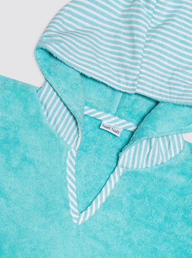 Poncho Playa Bolsillo Rayas Candela verde agua