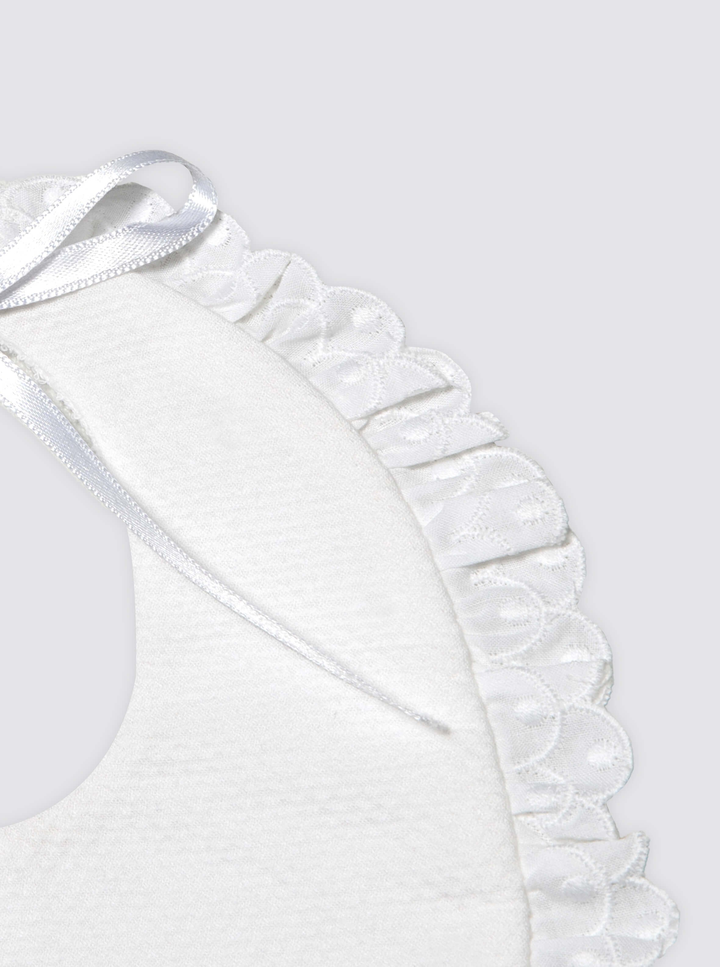 Babero de Baba Redondo Tira Bordada Doble Bodoque con Rizo Impermeable