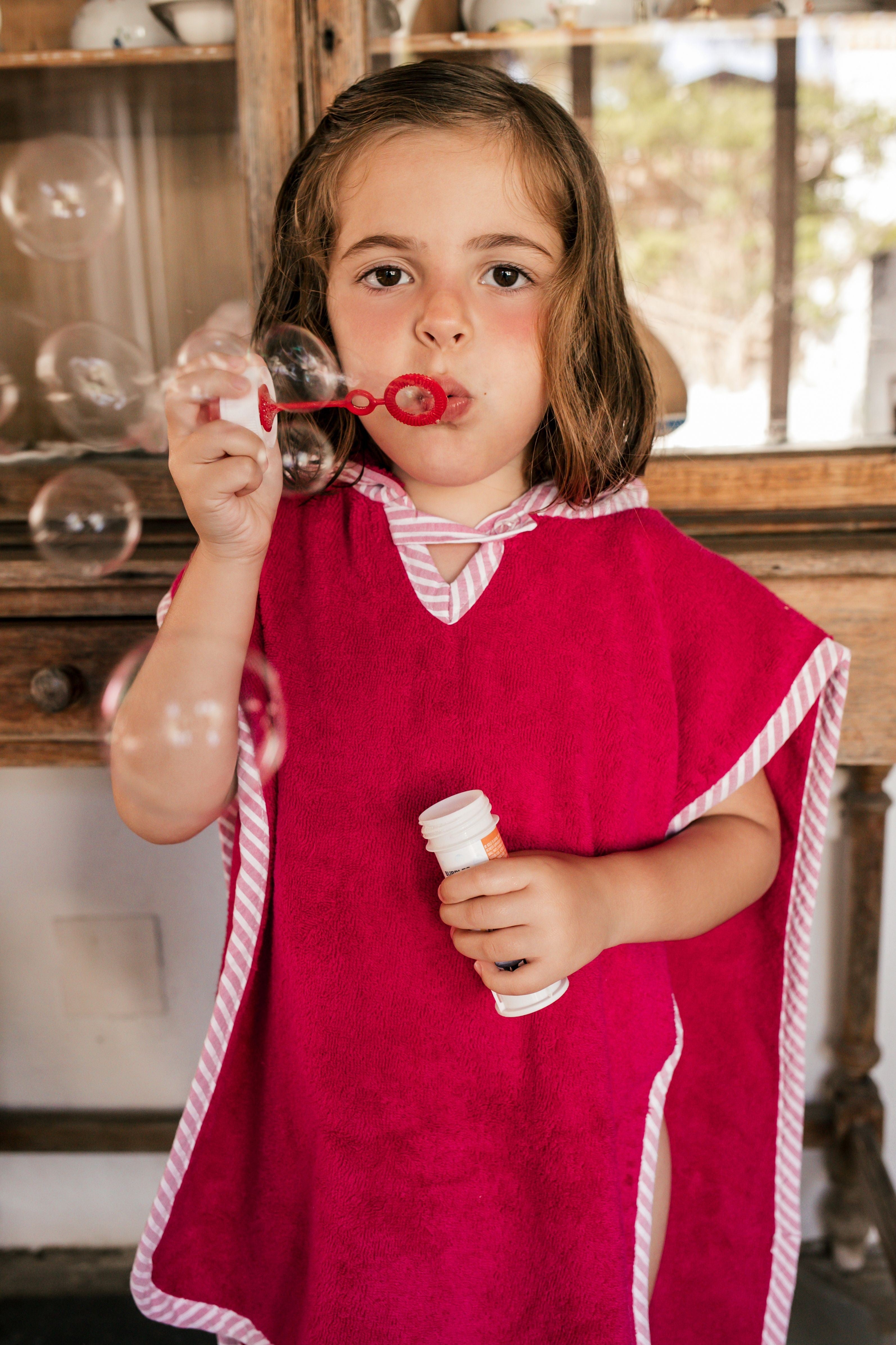 Striped Beach Poncho, Pink Strawberry Candle