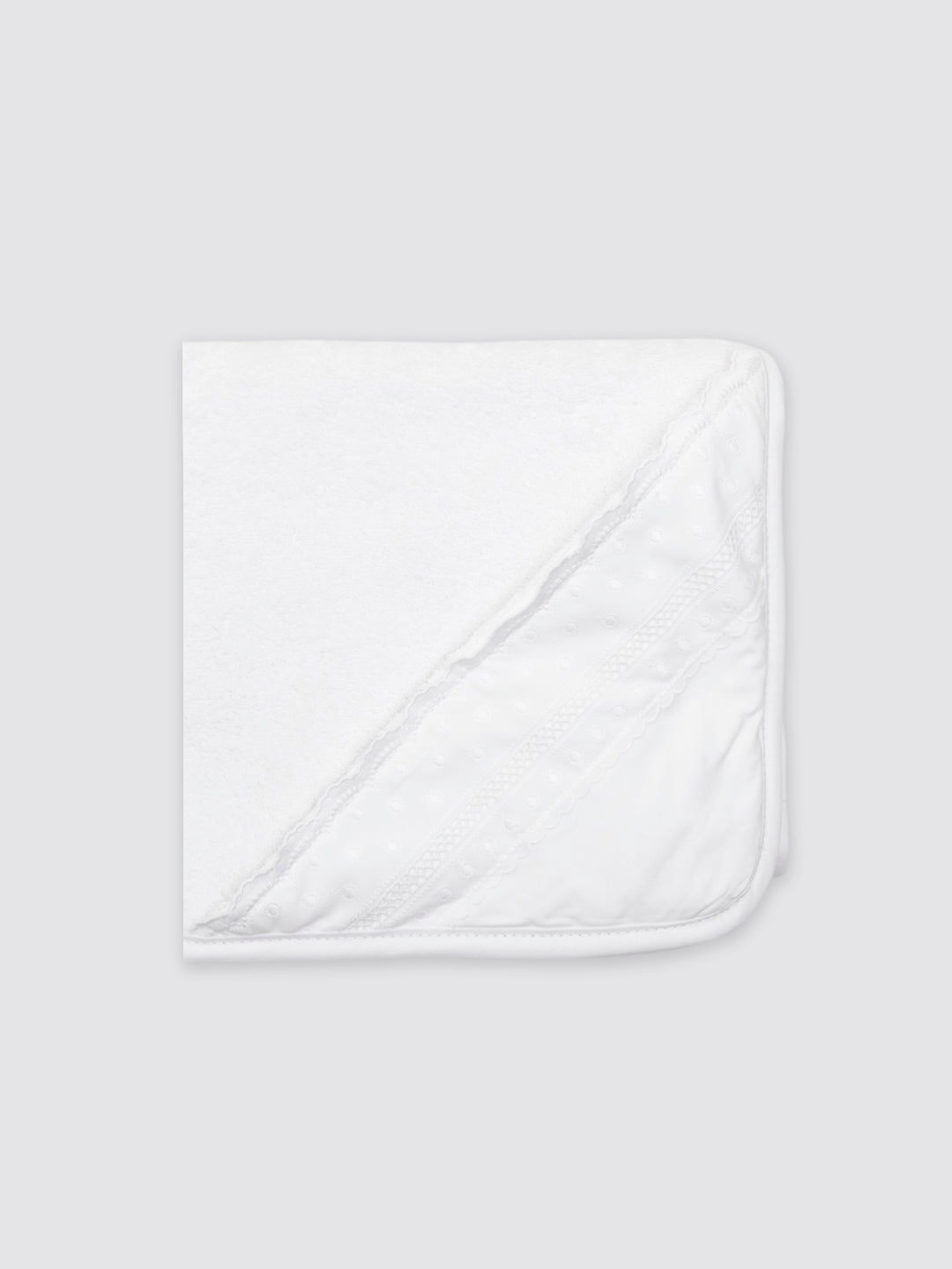 New White Embroidered Strip Baby Bath Towel