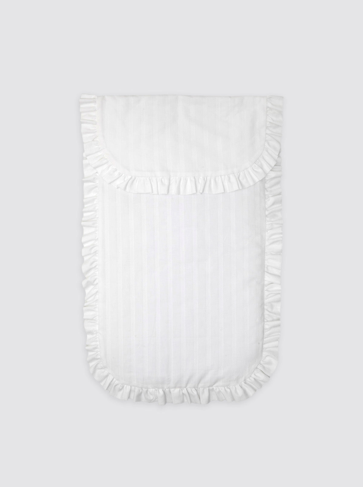 Mini Crib/Moses Basket Quilted Duvet with Embroidered Stripes, Ruffle, and Removable Batting