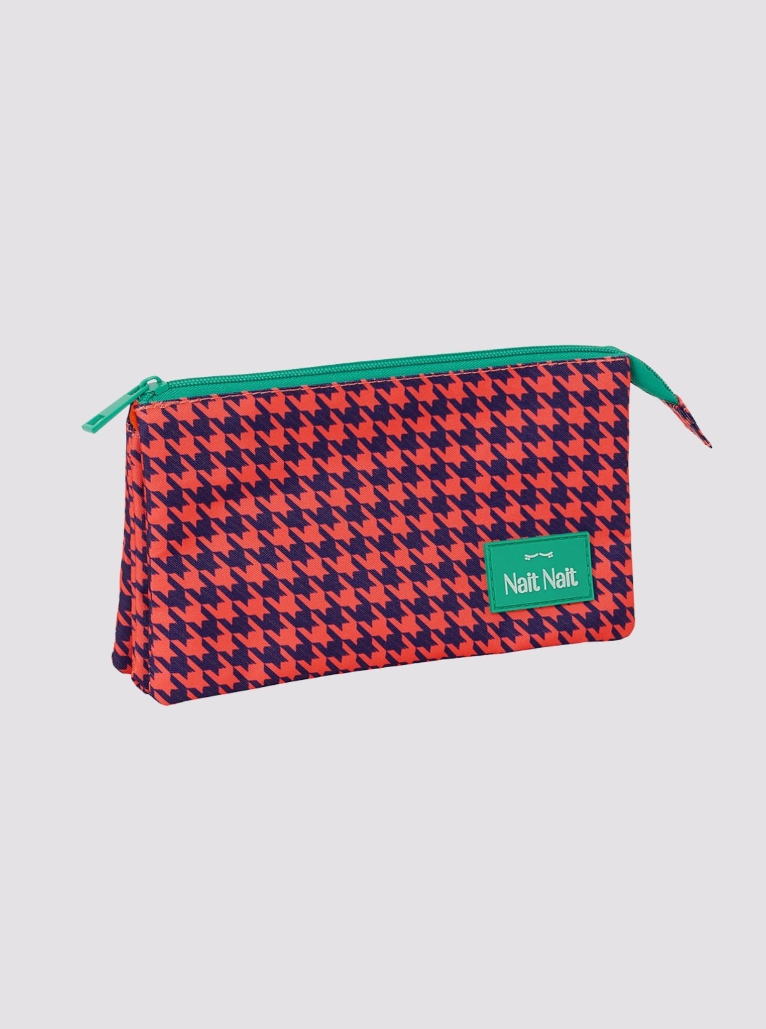Coral Houndstooth Pencil Case