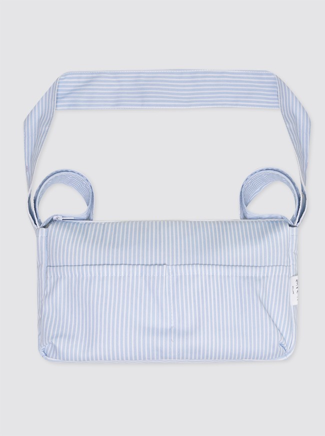 Small Piqué Shopping Bag in Light Blue Stripes