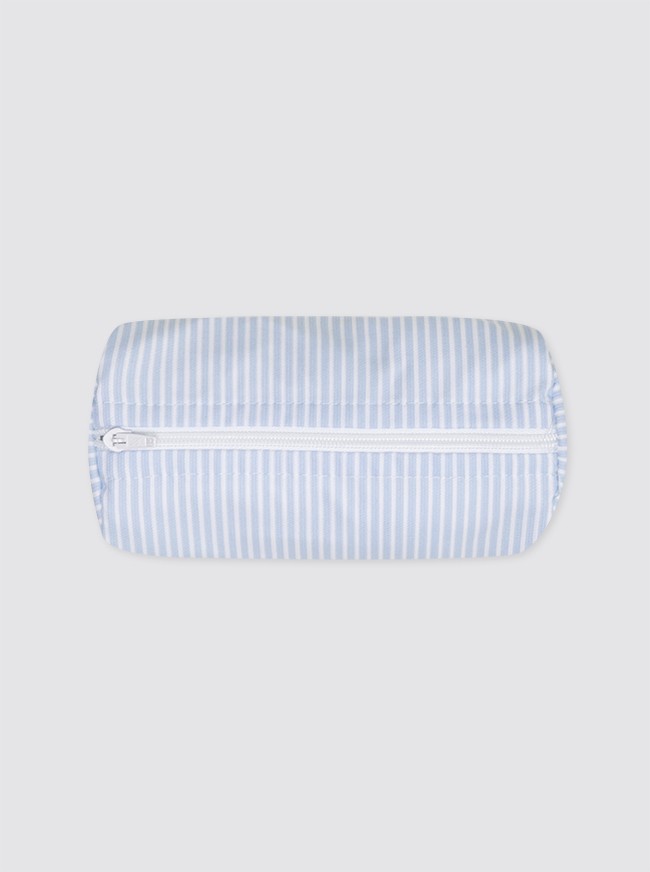 Small Piqué Toiletry Bag in Light Blue Stripes