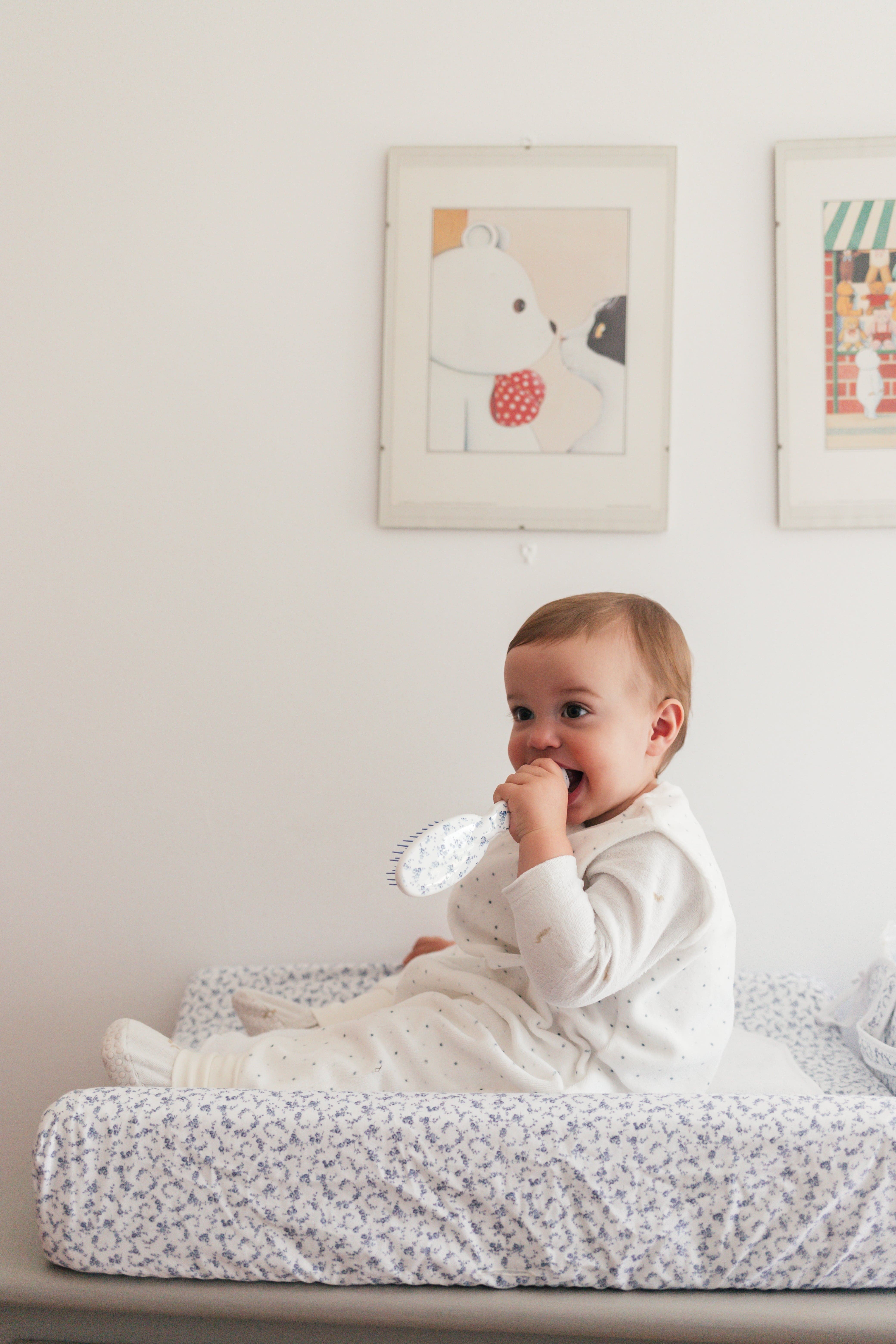 Baby Changing Table Cover for Furniture, Miniature Flower Blue