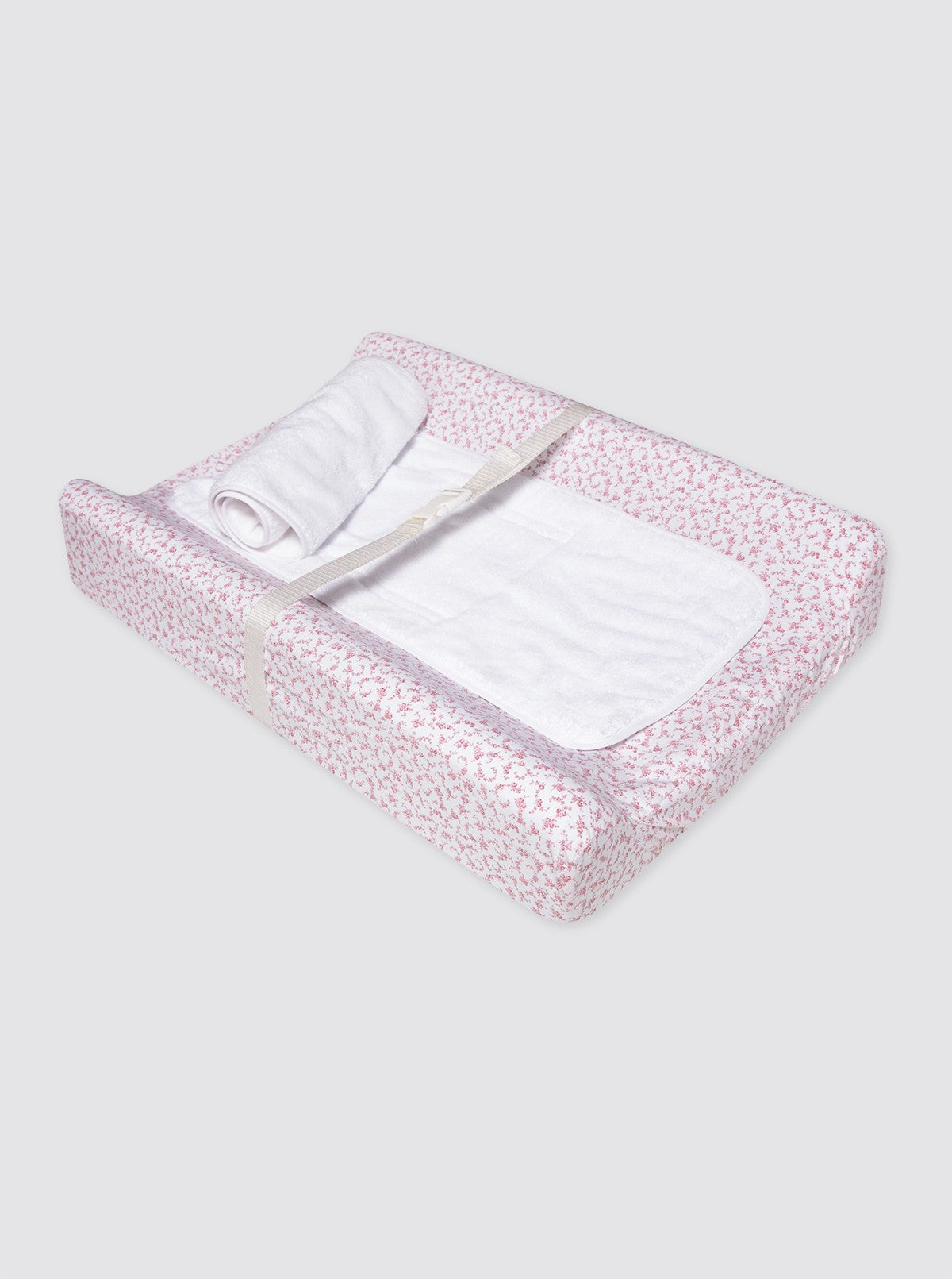 Matelas à langer pour meubles + housse à fleurs roses