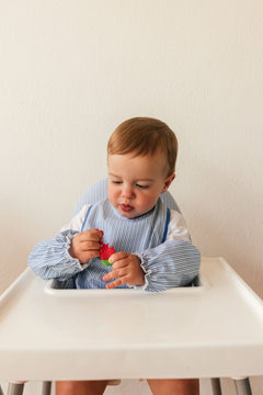 Bib with Pocket Double Stripe Blue