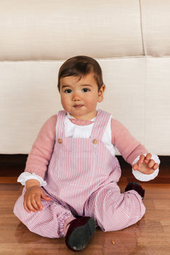 Waterproof Double Stripe Pink Crawling Bib