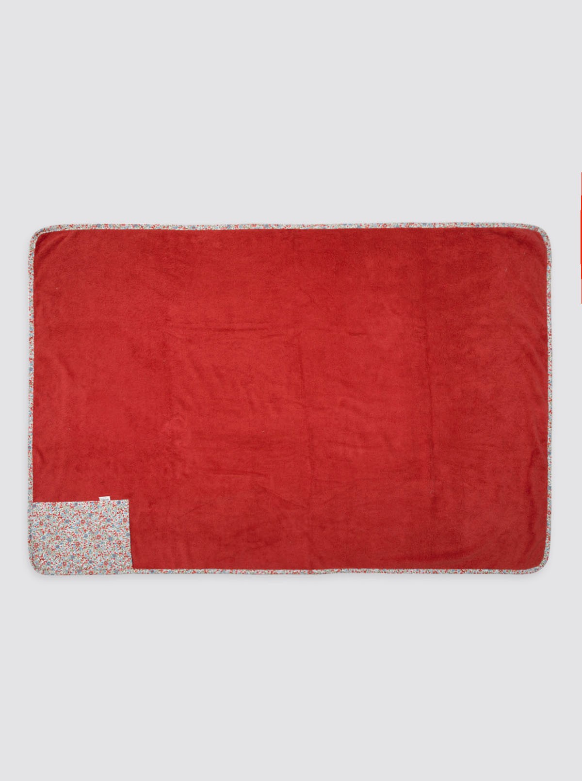 Large Beach Towel with Pocket, Floral Design, Nice Red