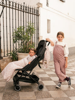 Housse de poussette légère Nina rose à fleurs avec chancelière