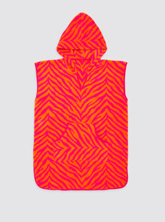 Poncho de plage rose à imprimé animal avec poche