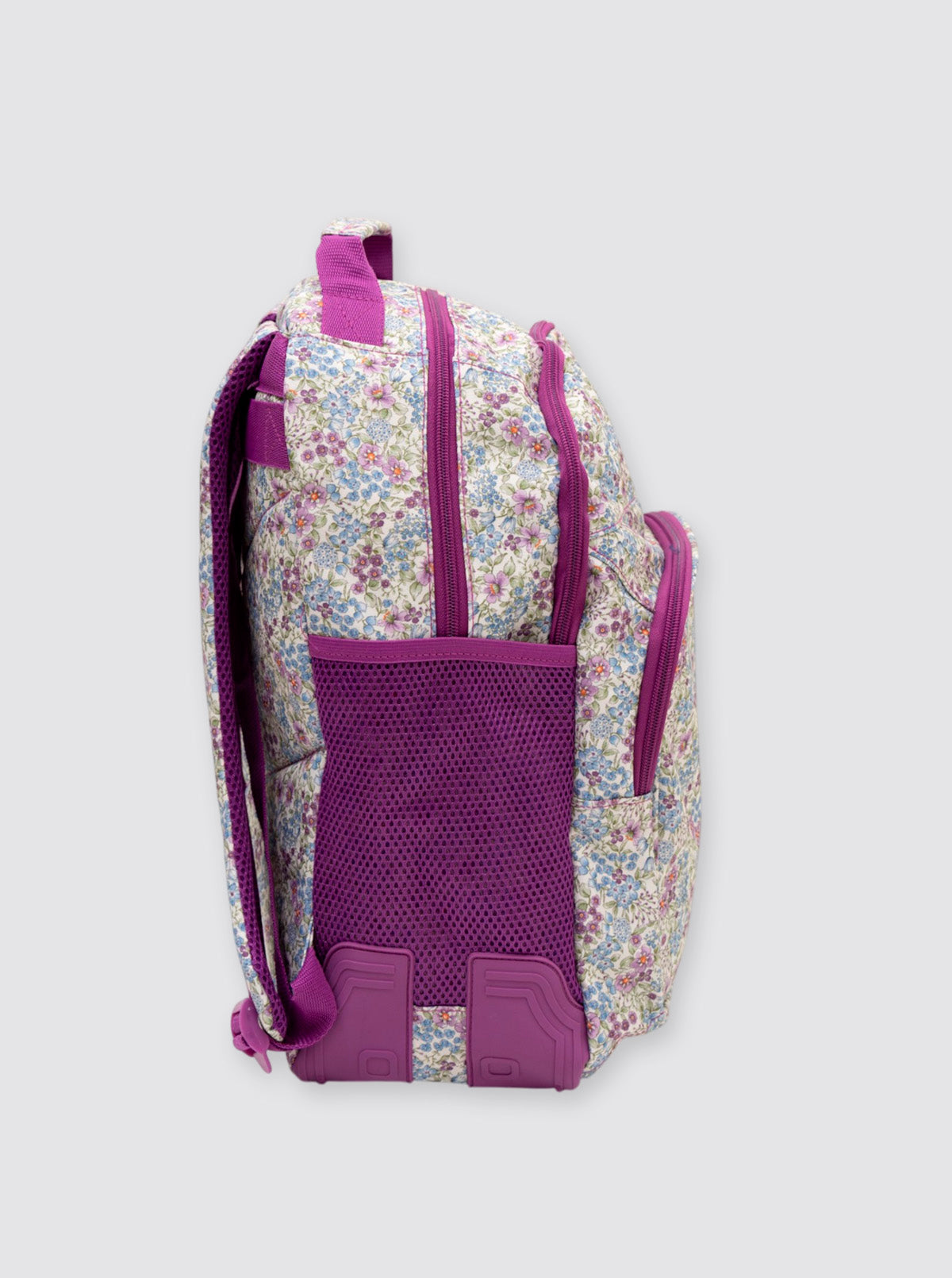 Mochila Escolar Grande Flores Lila