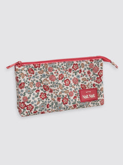 Nina Flowers Burgundy Pencil Case