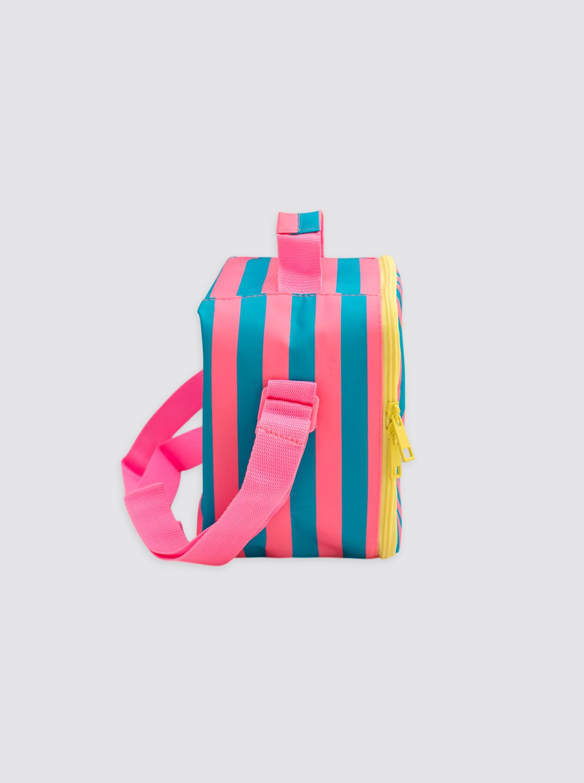 Square Thermal Bag with Pink Stripes