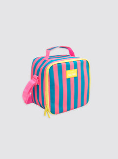 Square Thermal Bag with Pink Stripes