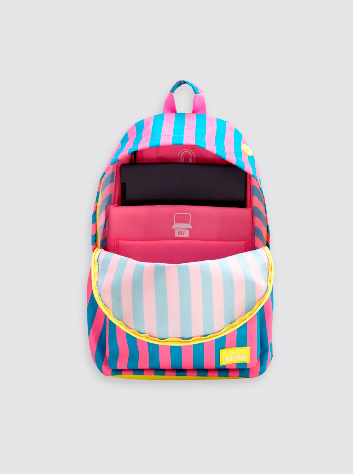 Large Pink Striped Laptop Backpack