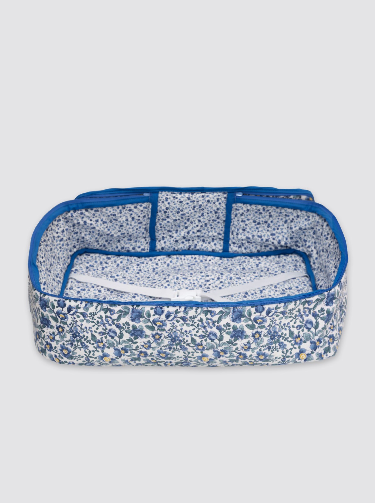 Sac de maternité en velours côtelé bleu à fleurs