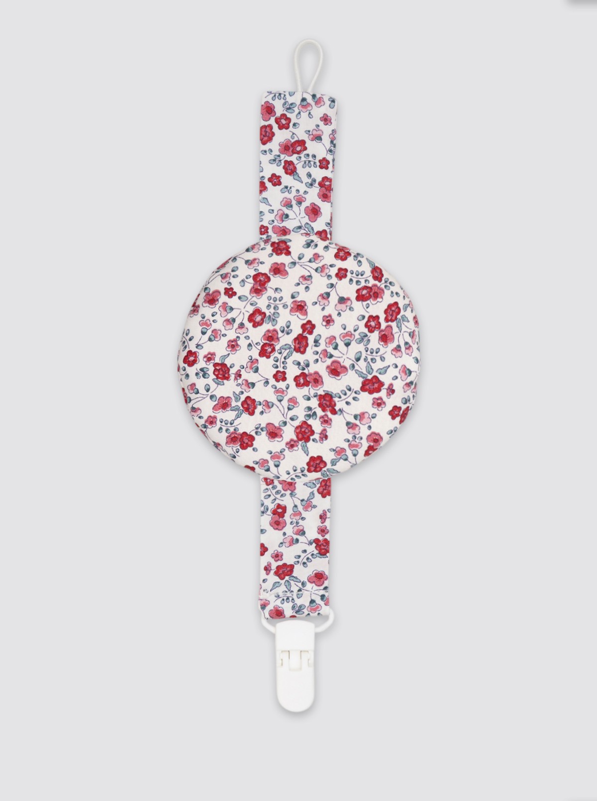 Pacifier Clip with Pocket, Flower, Burgundy Corduroy