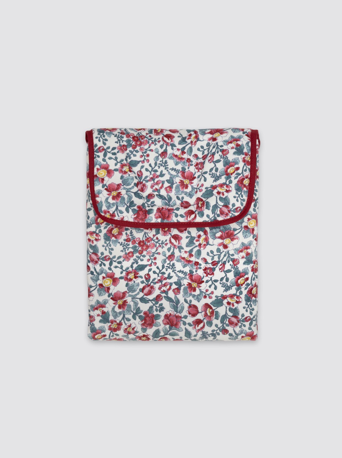 Matelas à langer à poches, velours côtelé fleuri, bordeaux