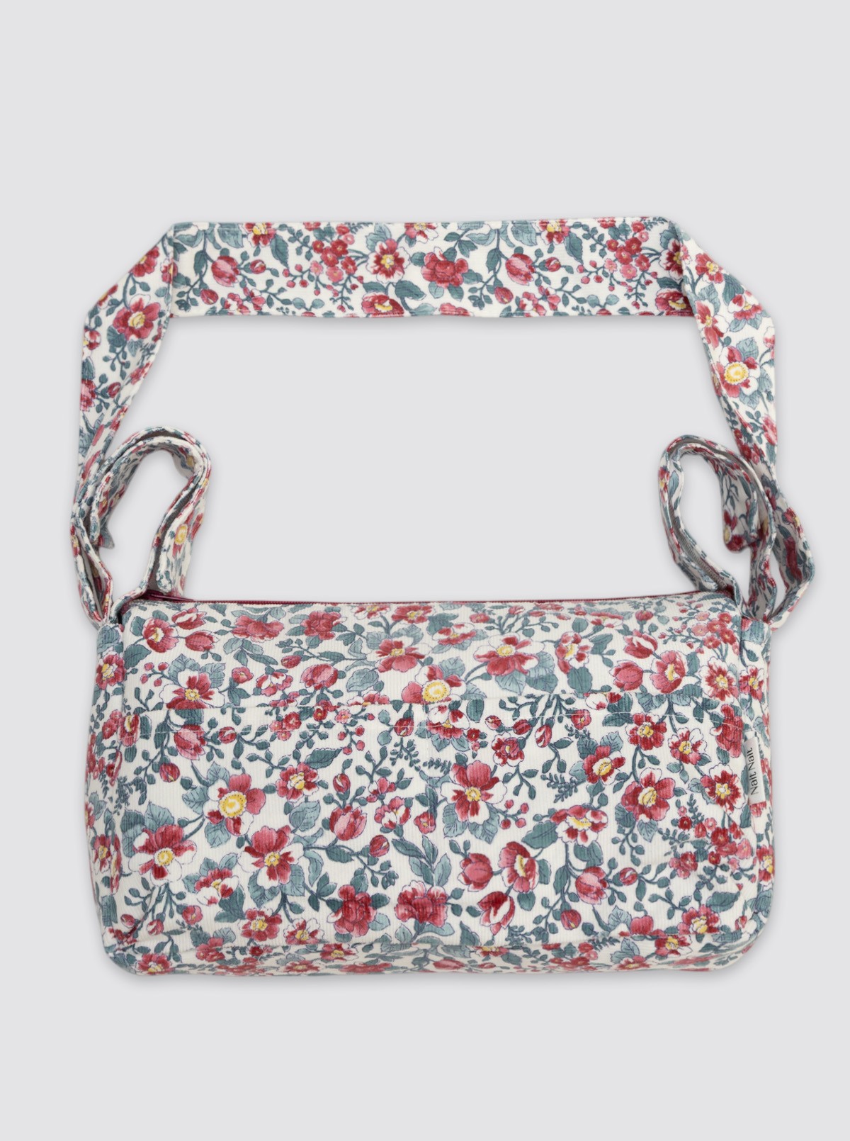 Small Trolley Bag with Burgundy Corduroy Flower