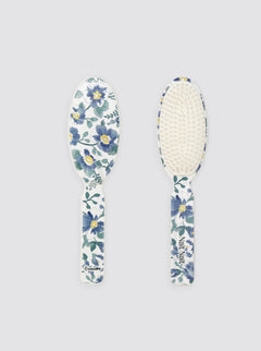 Brosse pour bébé 0-8 mois, velours côtelé bleu à fleurs
