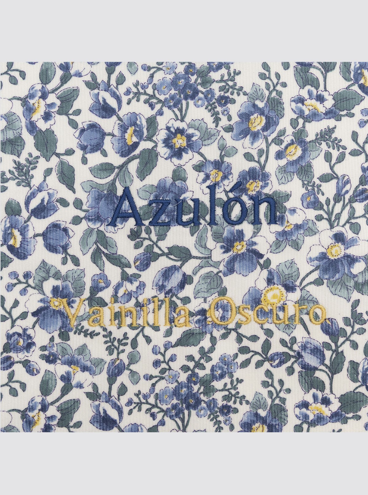 Trousse de toilette en velours côtelé bleu à motif floral