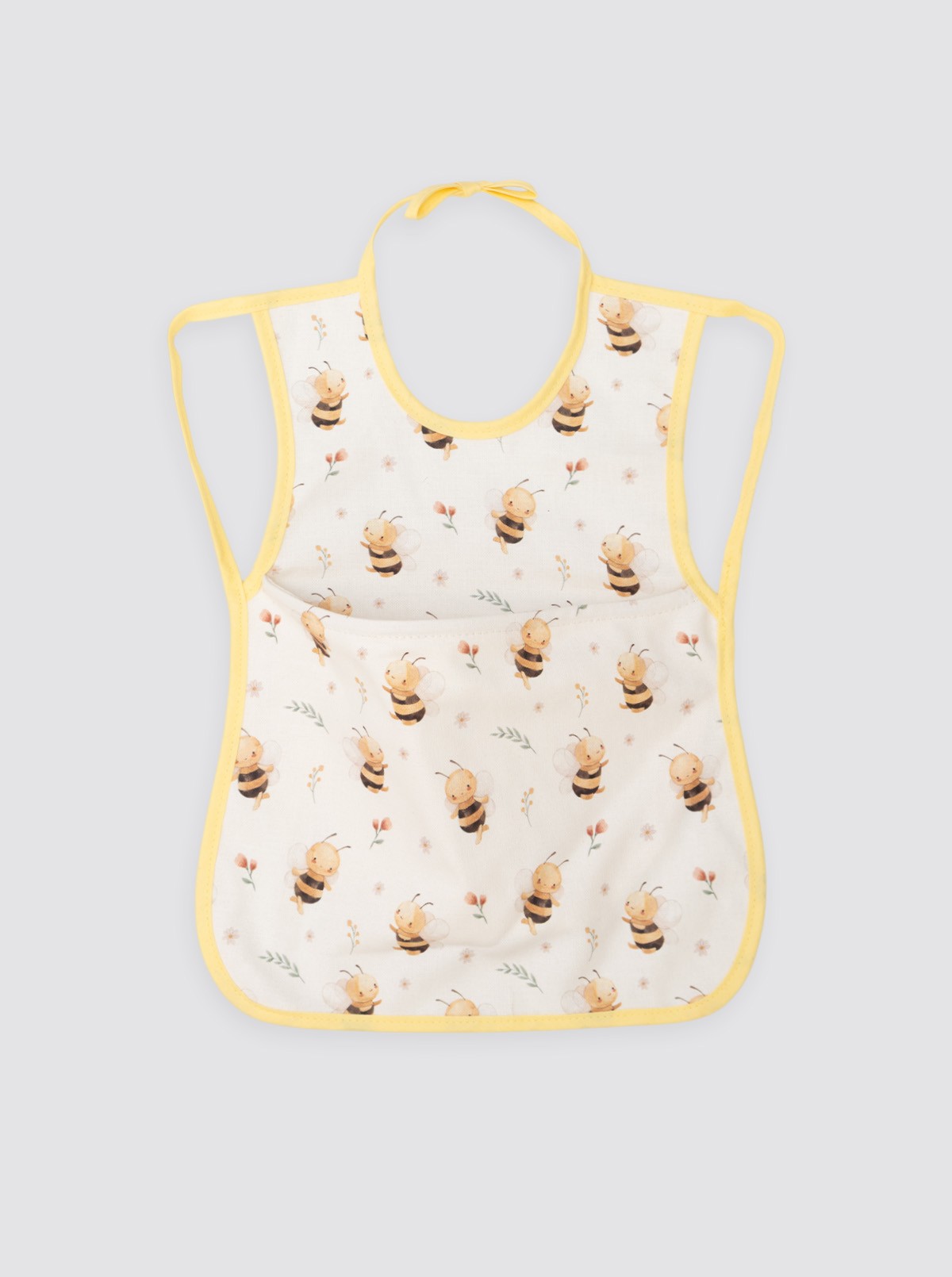 Bavoir à poche fleurs abeilles