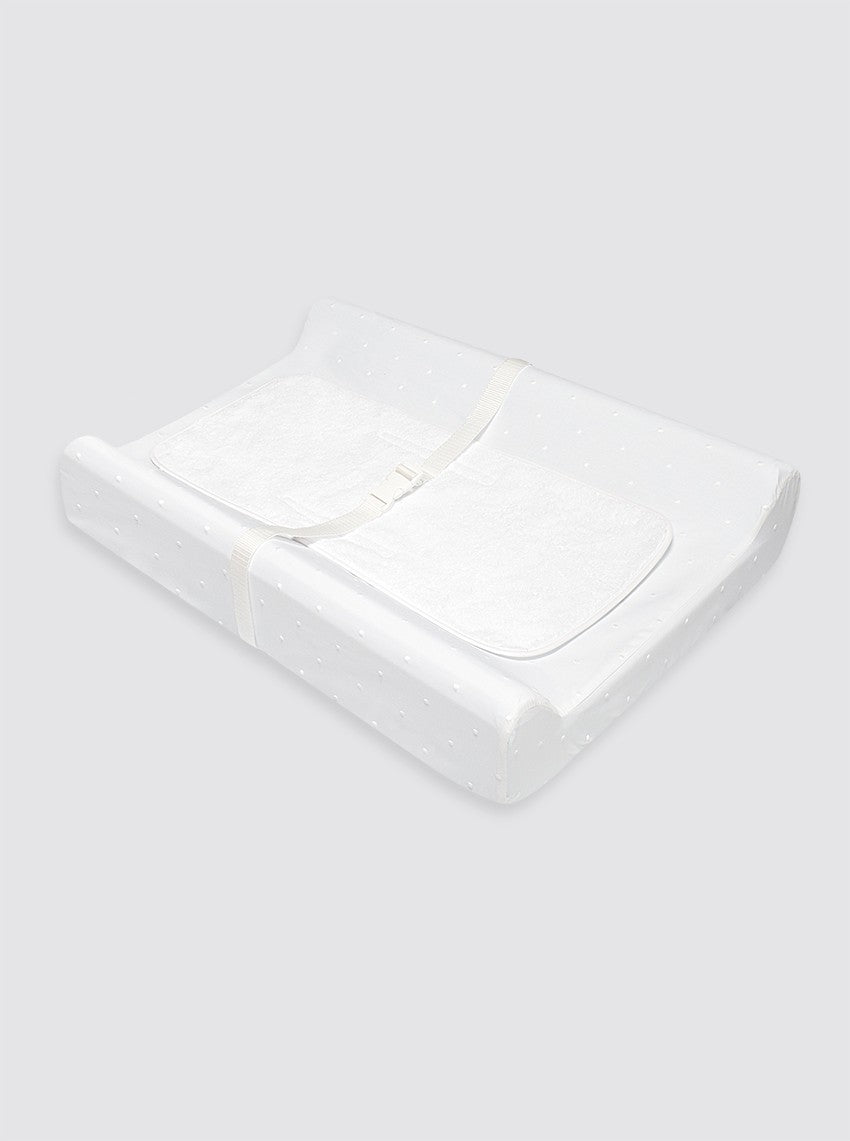 Matelas à langer pour meubles + housse à pois blancs