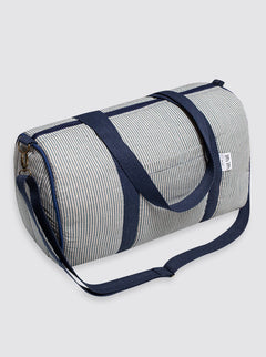 Bolsa de Viaje Lino Rústico Rayas Marino