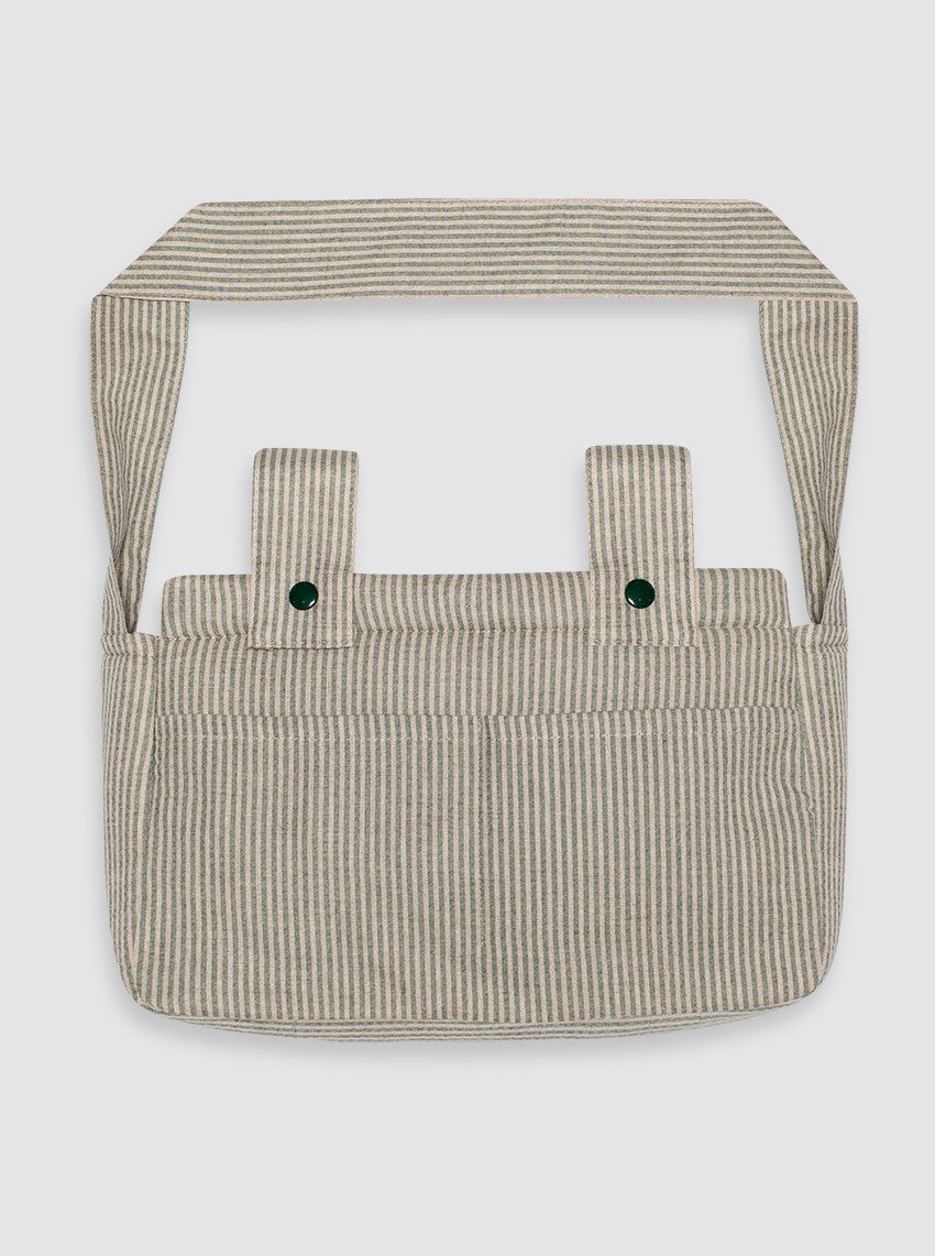 Bolsa de Carro Pequeña Lino Rústico Rayas Verde
