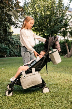 Bolsa de Carro Pequeña Lino Rústico Rayas Verde