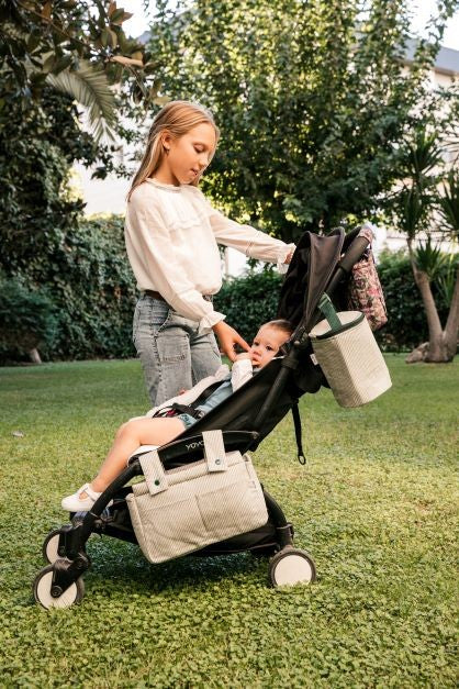 Bolsa de Carro Pequeña Lino Rústico Rayas Verde