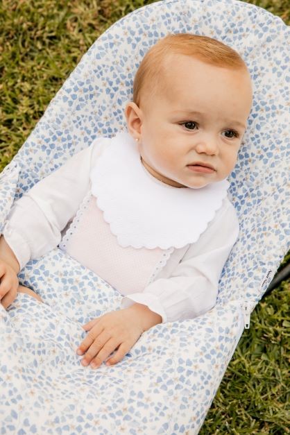 White Pique Bib with Embroidered Dots