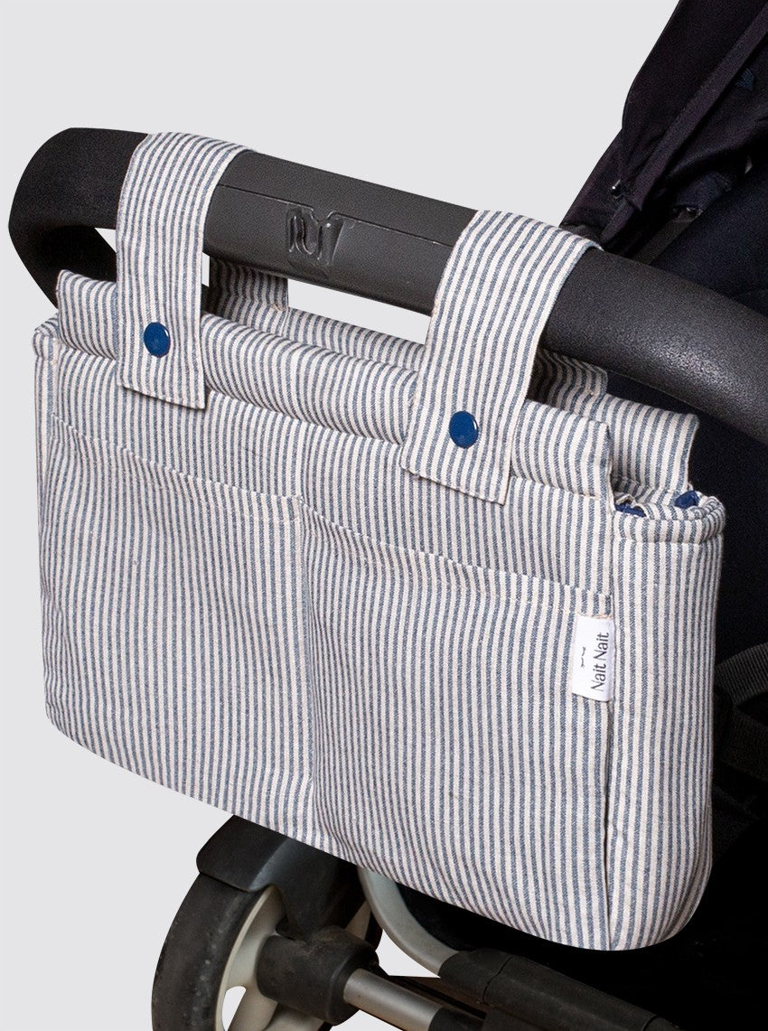Bolsa de Carro Pequeña Lino Rústico Rayas Marino