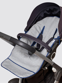 Housse de chaise d'été universelle à rayures rustiques en lin bleu marine