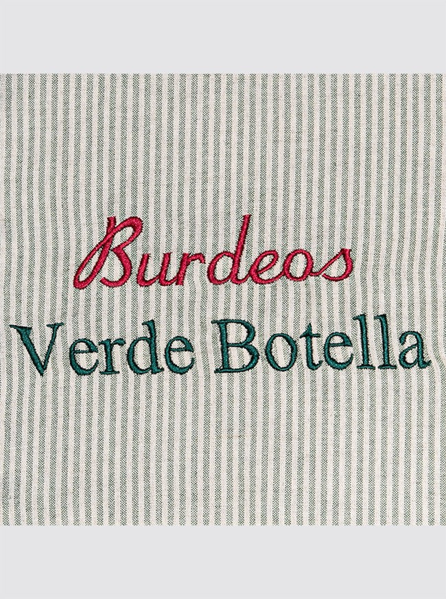 Bolsa de Ropa Pequeña Lino Rústico Rayas Verde