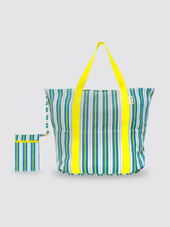 Grand Sac de Plage Rayures Fluo Jaune